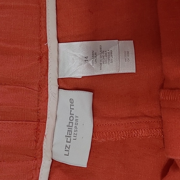 Liz Claiborne Orange/Salmon Wide-Leg Linen Pants size 14 - Picture 5 of 9